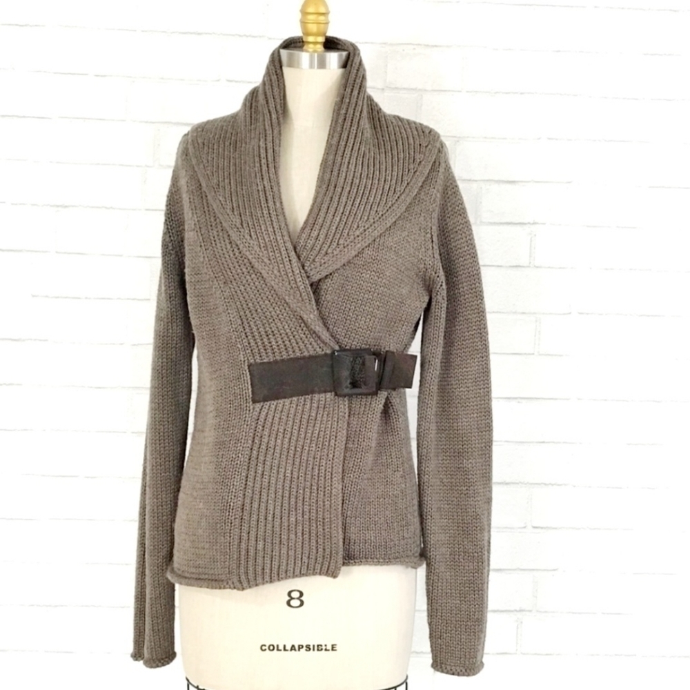 Soft Surroundings Belted Cardigan Knit  Sweater Women's Small S Wool Blend Fall